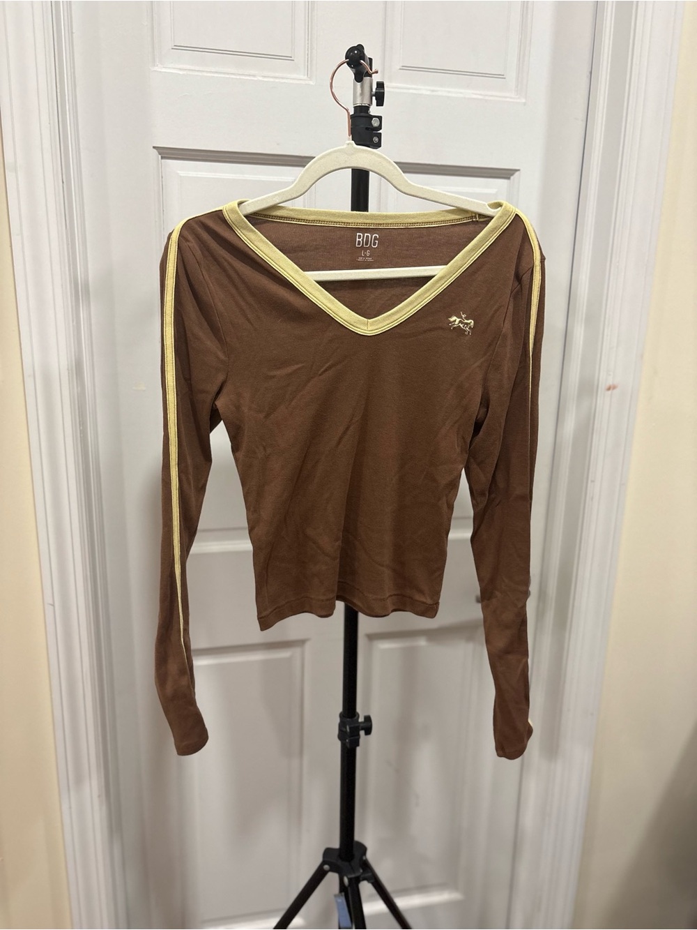 BDG Brown & Yellow V-Neck Long Sleeve